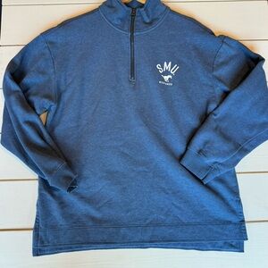 SMU Southern Methodist University Long Sleeve Split Hem Quarter Zip Sweatshirt